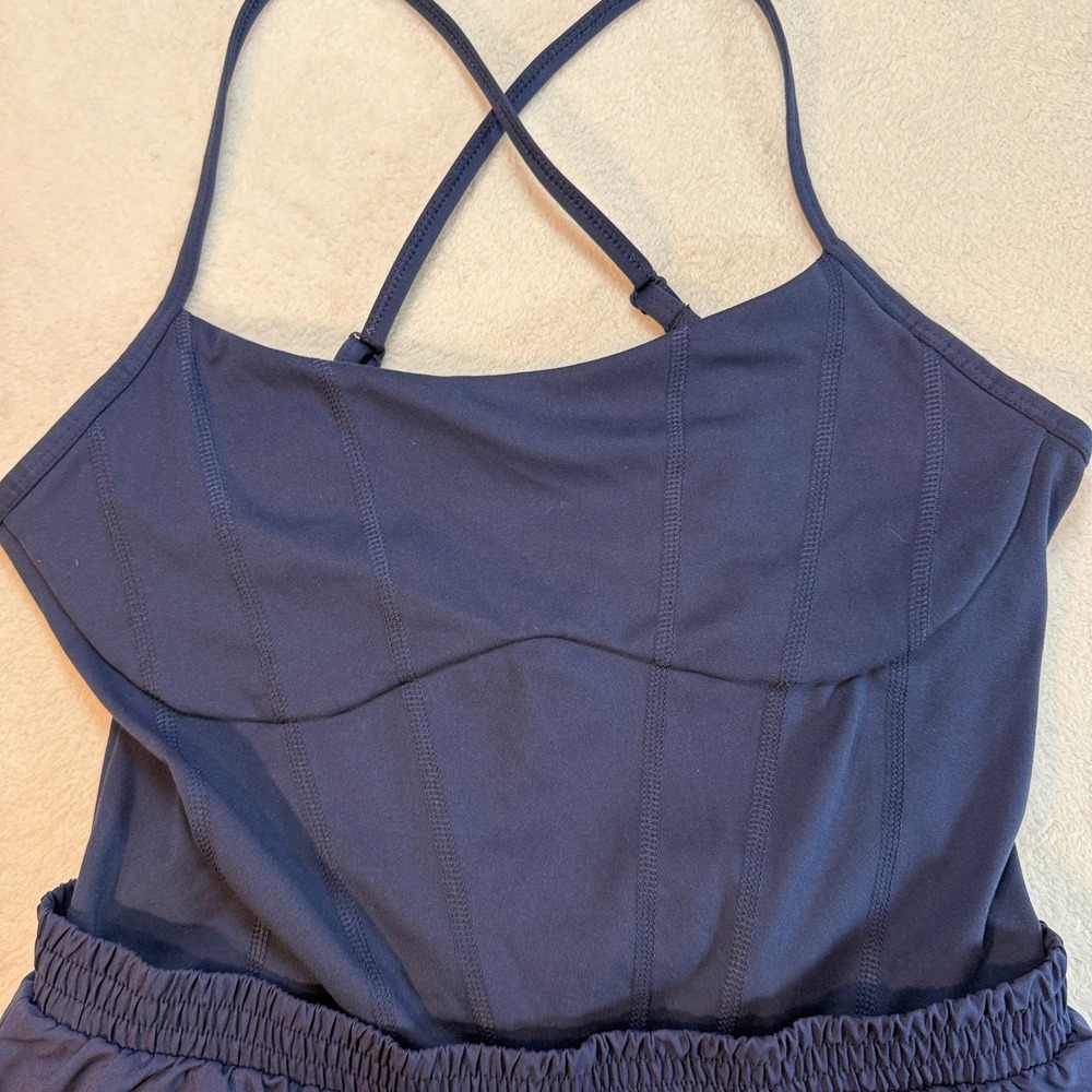 Victorias Secret PINK Corset Active Romper Navy Blue Large Athletic Shorts Dress - Picture 2 of 9